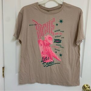 NWT Bowie Official Merch. Women’s tan and pink oversized top M 100% cotton